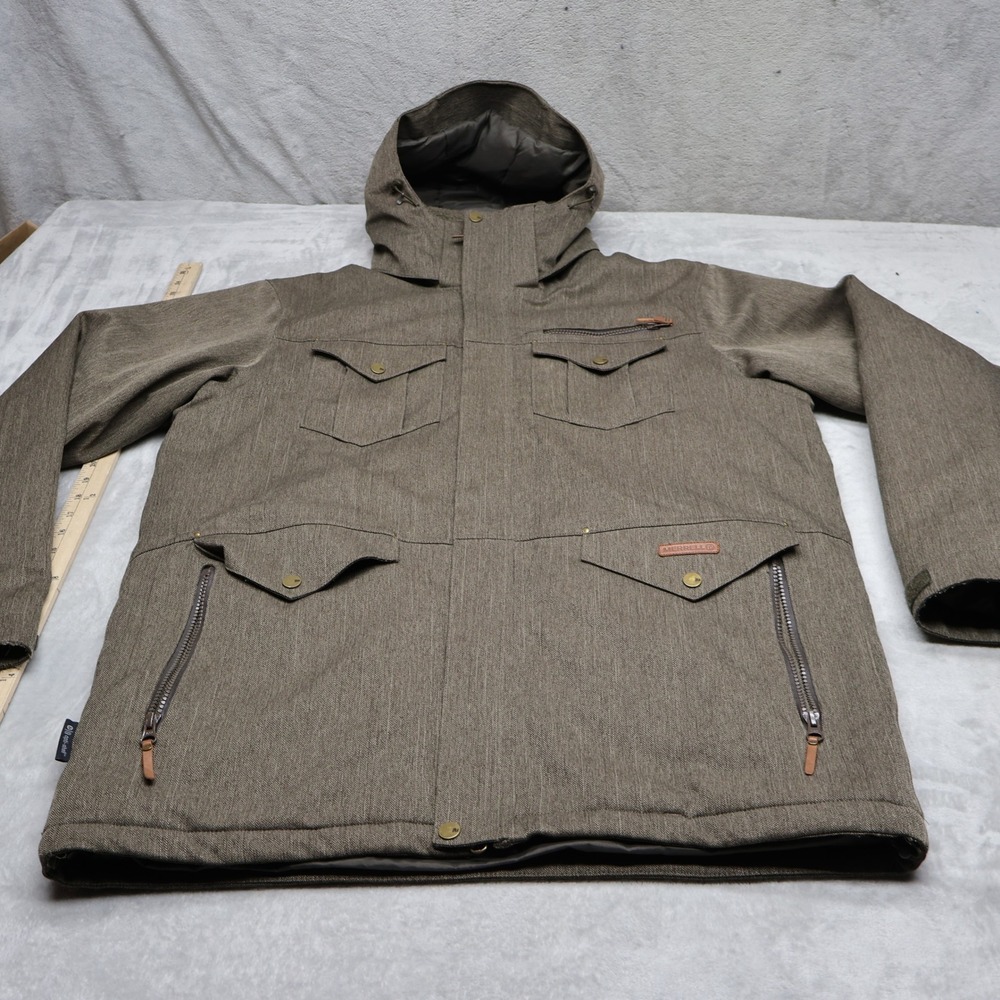 Merrell Jacket Mens Large Brown Herringbone Insulated Waterproof Utility Parka